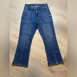 MICHAEL KORS cropped flare high rise jeans 2